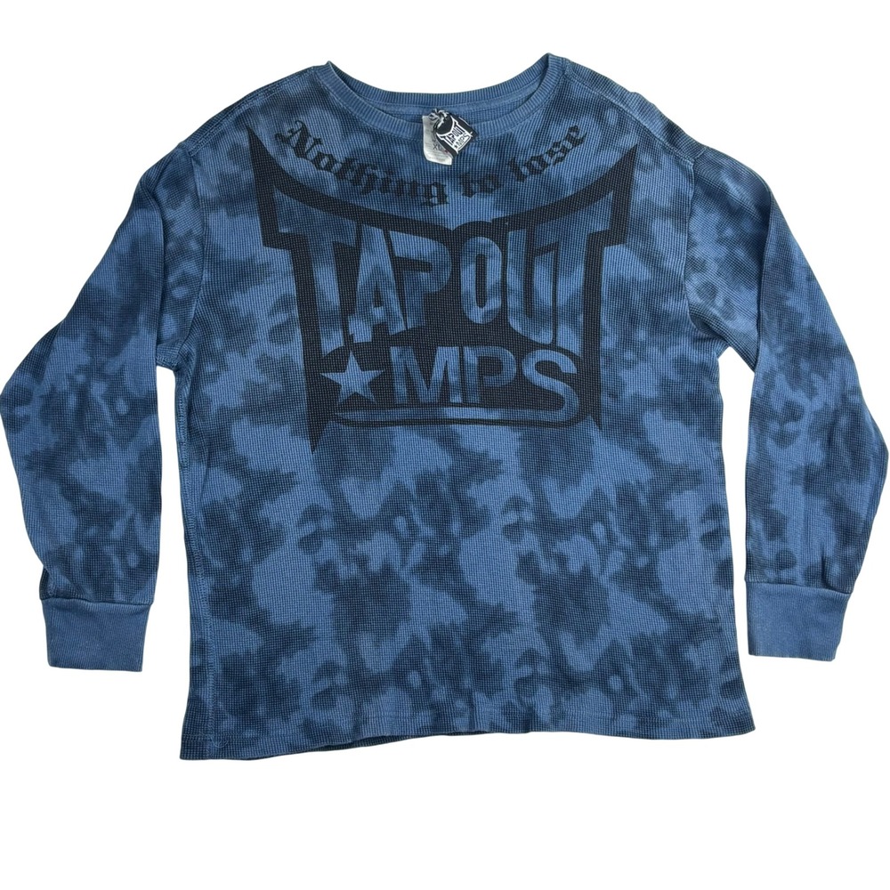 Tapout Thermal Shirt Long Sleeve‎ Skater Grunge Punk Emo XL Blue